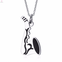 Nouveau style argent corne saxophone pendentif collier bijoux